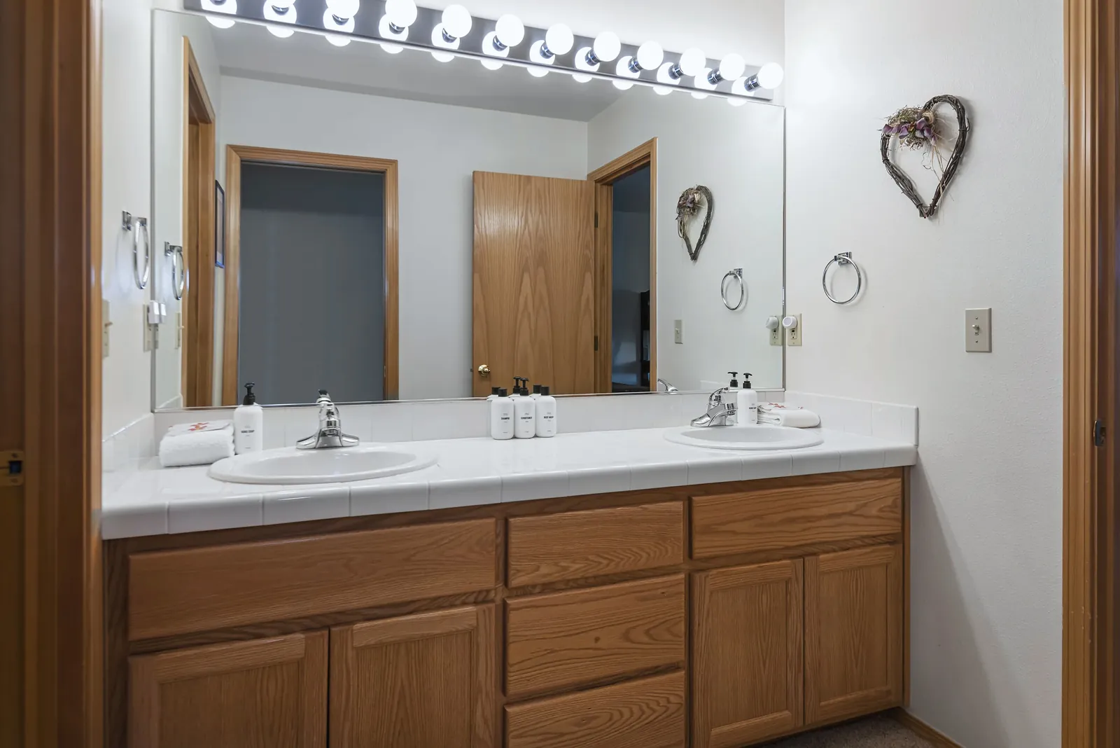 Double vanity in a shared Jack-and-Jill bathroom