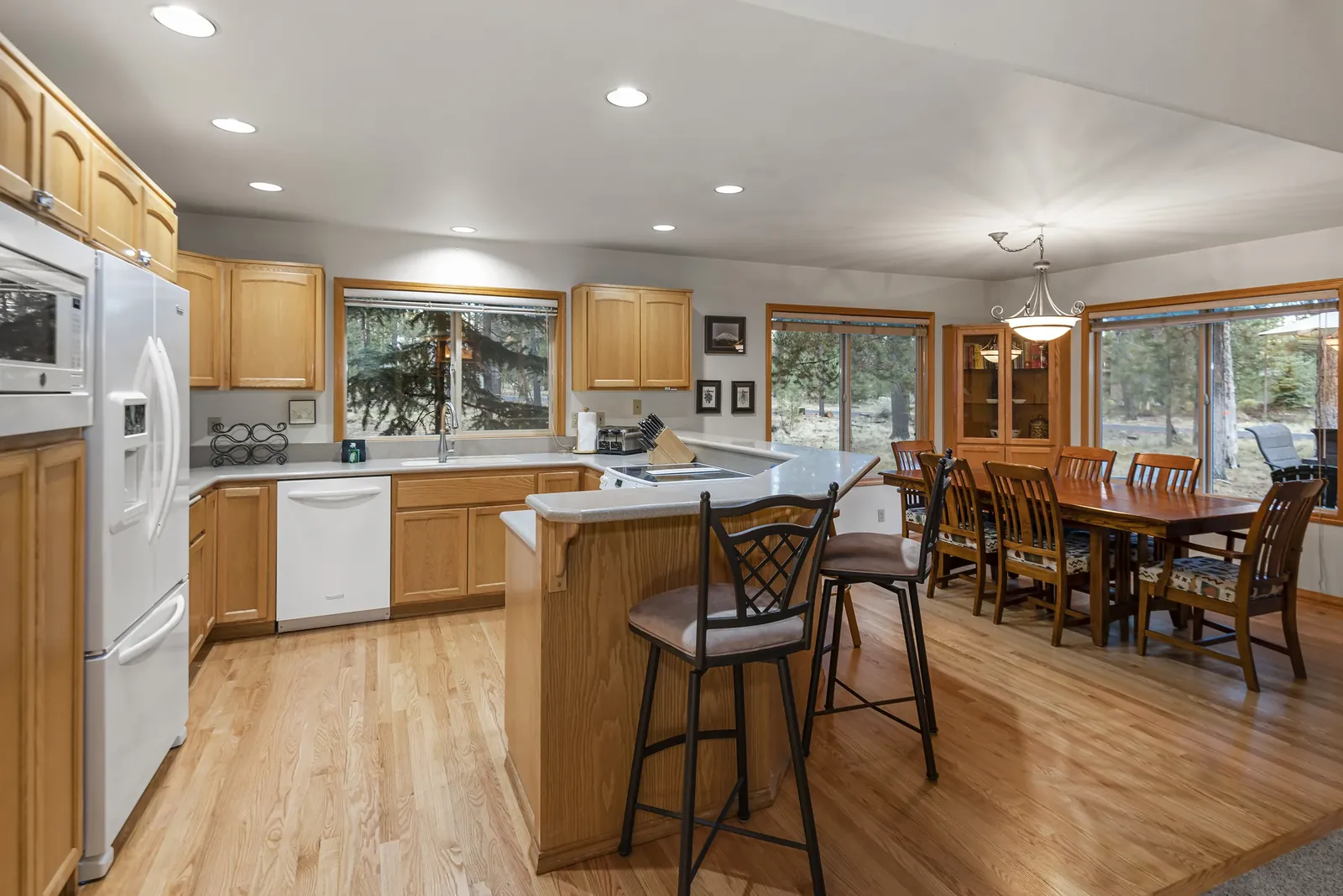 Kitchen opening to the dining area